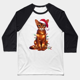 Christmas Abyssinian Cat Baseball T-Shirt